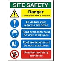 Construction Site Sign Site Safety Fluted Board 80 x 60 cm