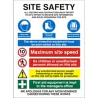 Information Sign Site Safety Freestanding Corrugated Board 80 x 60 cm