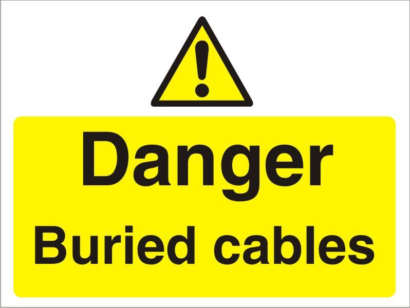 Warning Sign Buried Cables Freestanding Corrugated Board 45 x 60 cm