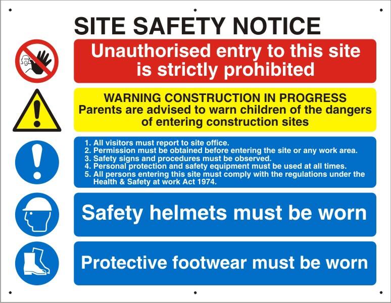 Information Sign Site Safety Freestanding Corrugated Board 60 x 80 cm