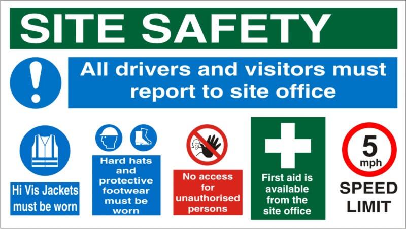 Information Sign Site Safety Freestanding Corrugated Board 45 x 80 cm