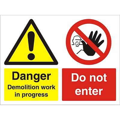 Warning Sign Danger Demolition Fluted Board 30 x 40 cm