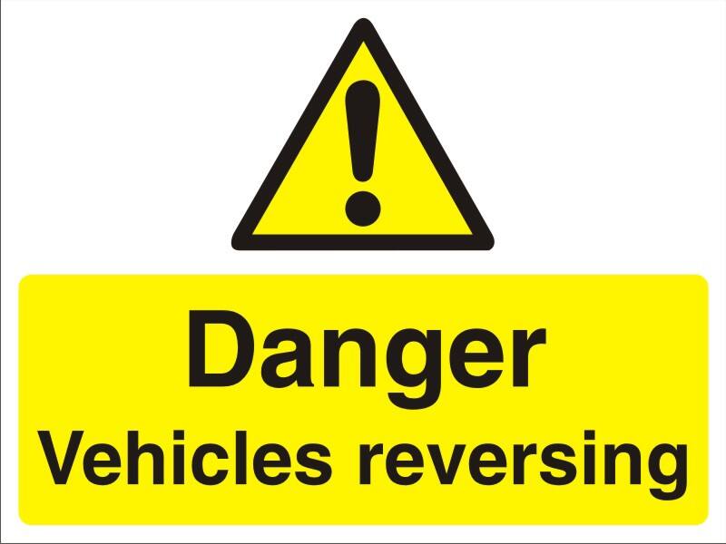 Warning Sign Vehicles Reversing Freestanding PVC (Polyvinyl Chloride) 45 x 60 cm