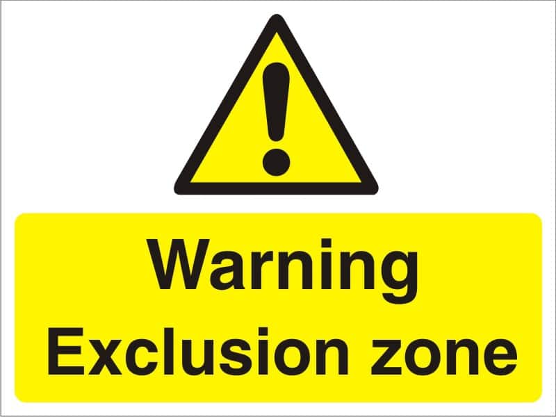 Warning Sign Exclusion Zone Freestanding PVC (Polyvinyl Chloride) 45 x 60 cm