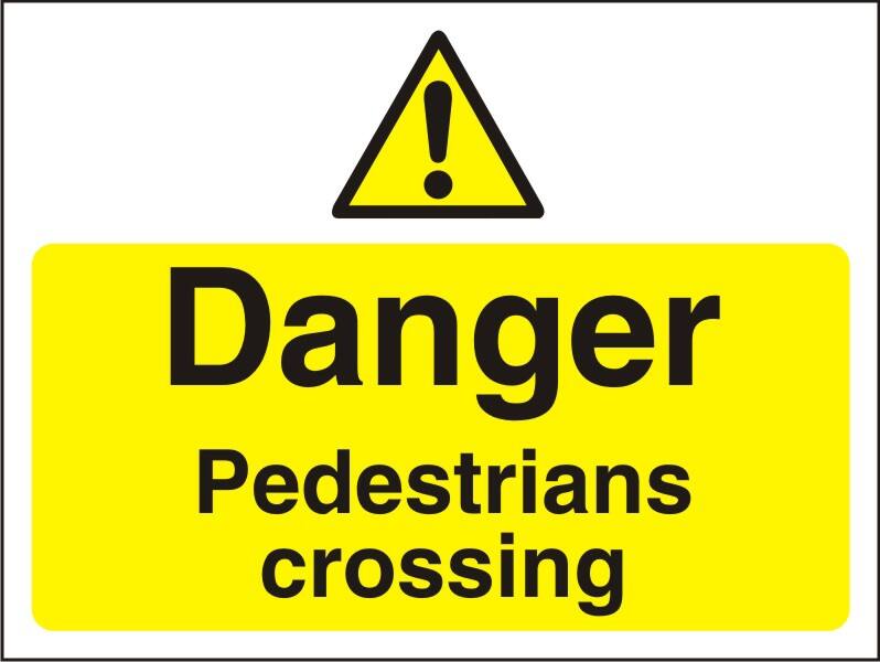 Warning Sign Pedestrians Crossing Freestanding PVC (Polyvinyl Chloride) 45 x 60 cm