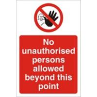 Prohibition Sign No Unauthorised Persons Fluted Board 30 x 20 cm