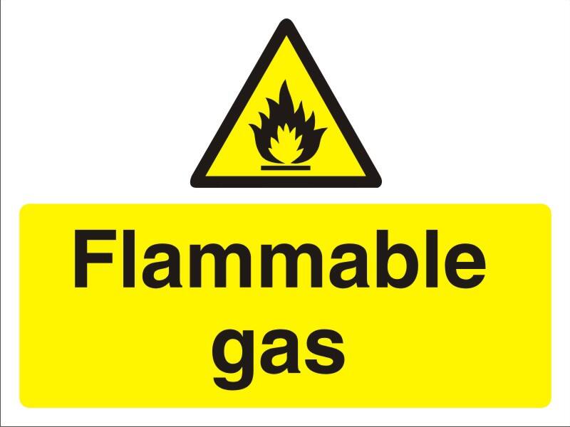 Warning Sign Flammable Gas Freestanding PVC (Polyvinyl Chloride) 30 x 40 cm