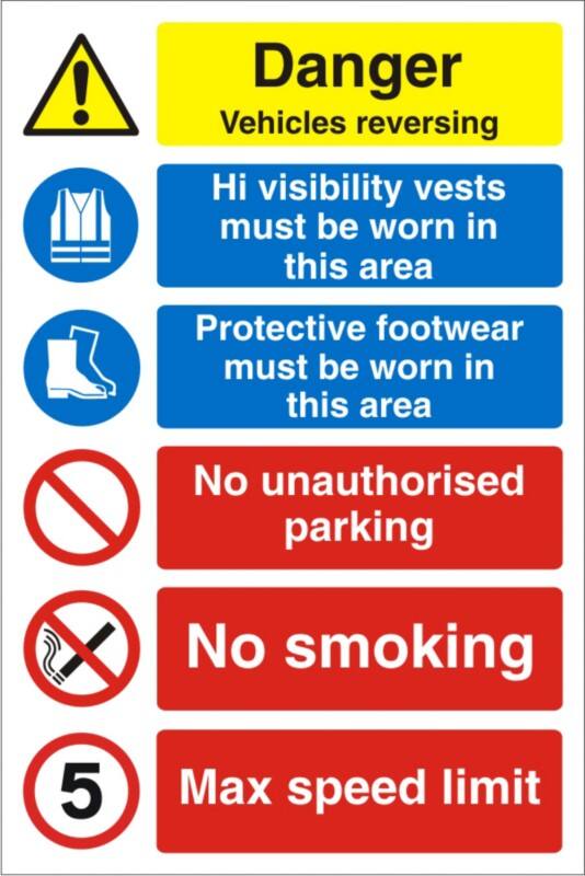 Warning Sign Vehicles Reversing Adhesive Plastic 60 x 40 cm