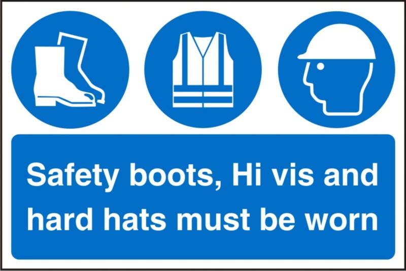 Mandatory Sign Safety Boots Adhesive Plastic 40 x 60 cm