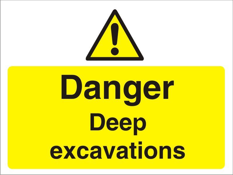 Warning Sign Deep Excavations Freestanding Corrugated Board 45 x 60 cm