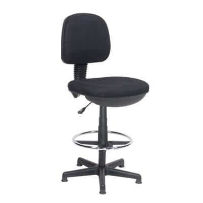 Realspace Draughtsman Chair Permanent Contact Fabric Height Adjustable Black 110 kg 430 x 480 x 1,200 mm