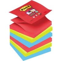 Post-it Bora Bora Super Sticky Z-Notes 76 x 76 mm Assorted Colours Square 6 Pads of 90 Sheets
