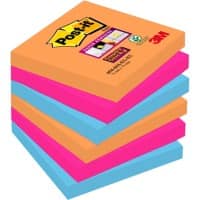 Post-it Super Sticky Notes 76 x 76 mm Bangkok Assorted Colours 6 Pads of 90 Sheets