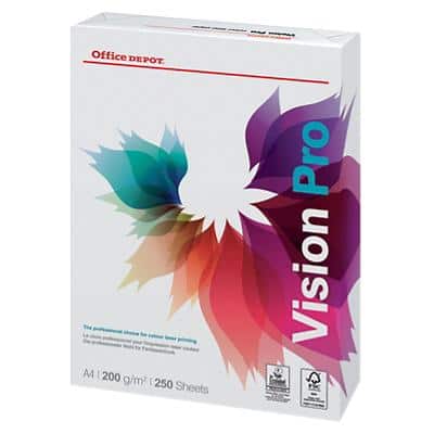 Office Depot A4 Copy Paper 200 gsm Smooth White 250 Sheets