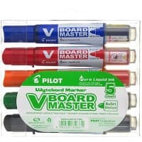Pilot Whiteboard Marker V-Board Master Bullet 2.3 mm Assorted Pack of 5