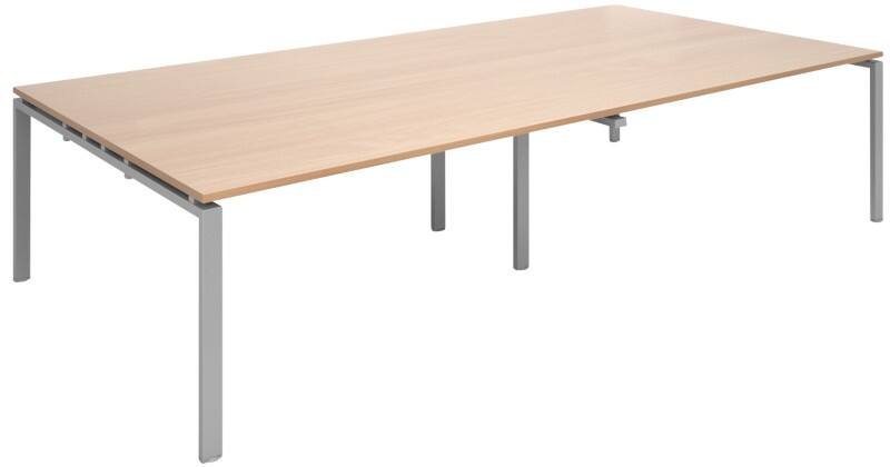 Dams International Rectangular Boardroom Table with Beech Coloured MFC & Aluminium Top and Silver Frame EBT3216-S-B 3200 x 1600 x 725 mm