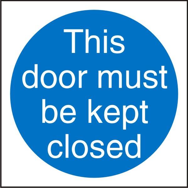 Sign Door Kept Closed Adhesive Plastic 10 x 10 cm