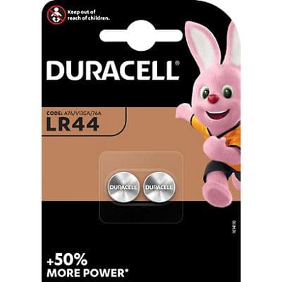 Duracell Button Cell LR44B2 Batteries LR44/A76/V13GA/76A 1.5V Alkaline Pack of 2
