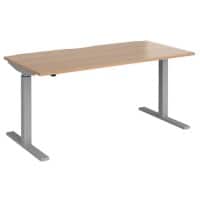 Elev8² Sit Stand Single Desk with Beech Coloured Melamine Top and Silver Frame 2 Legs Mono 1600 x 800 x 675 - 1175 mm