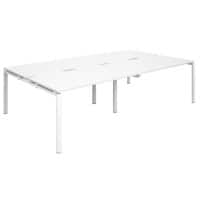 Dams International Rectangular Double Back to Back Desk with White Melamine Top and White Frame 4 Legs Adapt II 2800 x 1600 x 725 mm