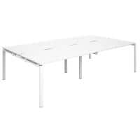 Dams International Rectangular Double Back to Back Desk with White Melamine Top and White Frame 4 Legs Adapt II 2800 x 1600 x 725 mm