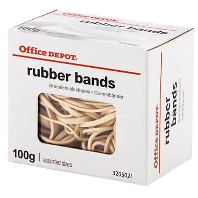 Office Depot Rubber Bands Assorted Sizes Natural 100g
