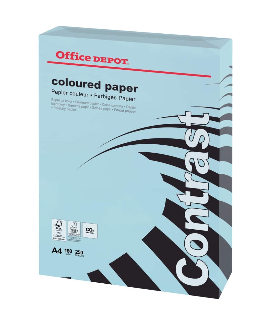 Office Depot Coloured Paper A4 160gsm Blue 250 Sheets