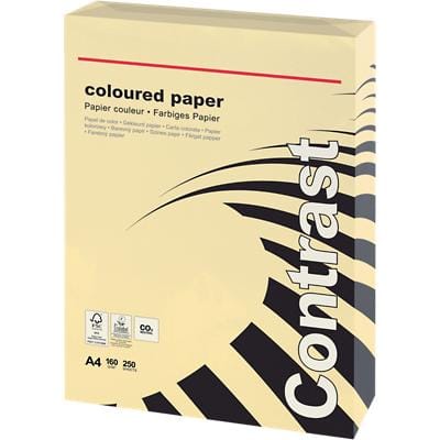 Viking A4 Coloured Paper Cream 160 gsm Smooth 250 Sheets