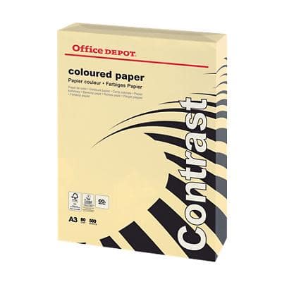 Office Depot Coloured Paper A3 80gsm Cream 500 Sheets
