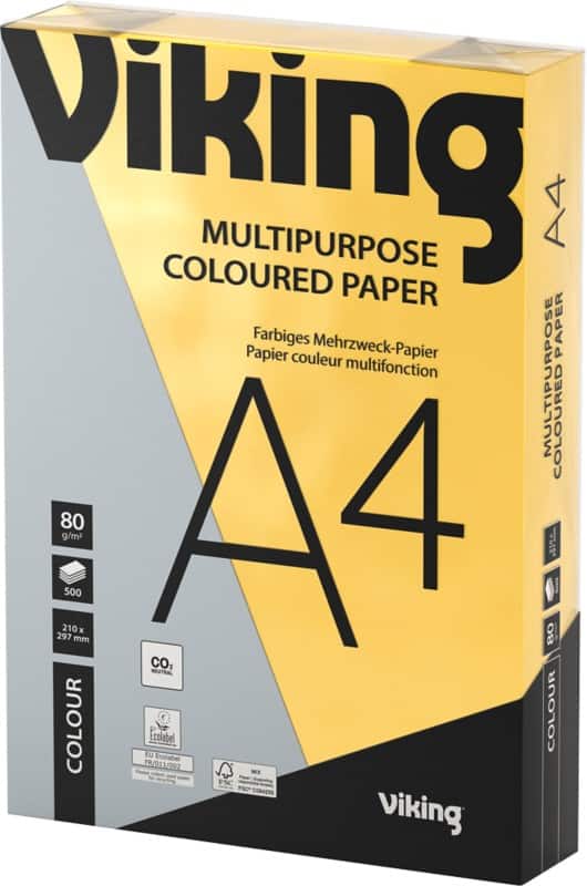Office Depot A4 Coloured Paper Yellow 80 gsm Smooth 500 Sheets