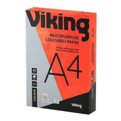 Viking A4 Coloured Paper Red 80 gsm Smooth 500 Sheets