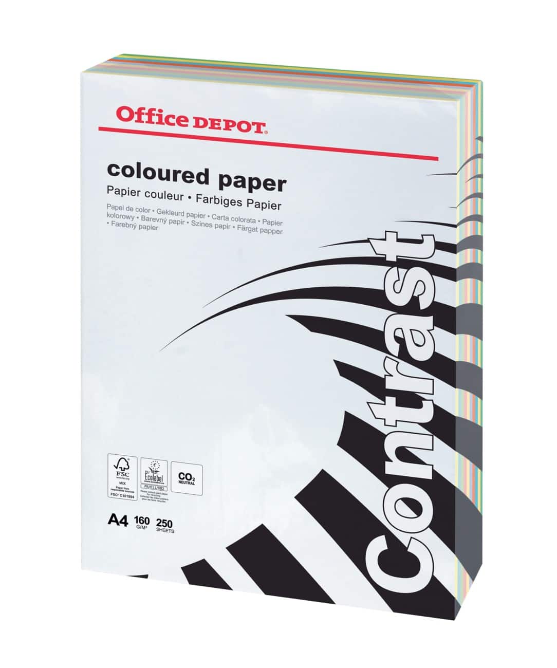 Office Depot Coloured Paper A4 160gsm Assorted 250 Sheets