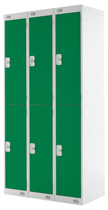 LINK51 Steel Locker 2 Doors 3 nests Key lock 900 x 450 x 1,800 mm Green, Grey