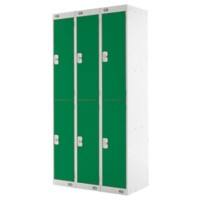 LINK51 Steel Locker 2 Doors 3 nests Key lock 900 x 450 x 1,800 mm Green, Grey