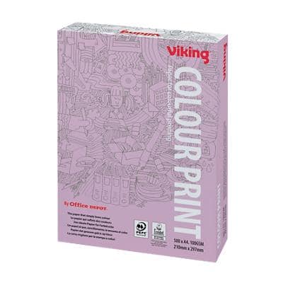 Viking Colour Print A4 Printer Paper White 100 gsm Smooth 500 Sheets