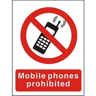 Prohibition Sign Mobile Phones Prohibited PVC 15 x 20 cm
