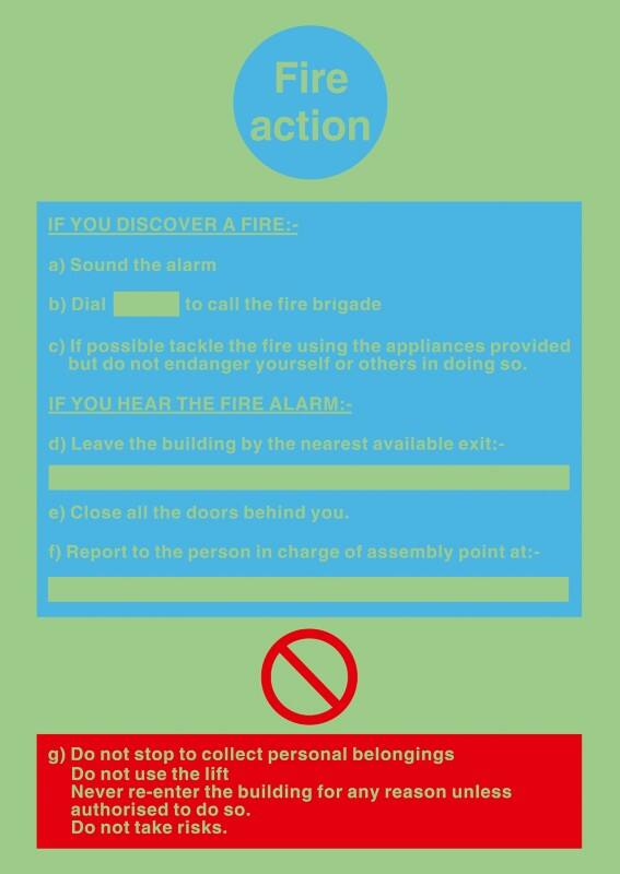 Sign Fire Action Wall Mounted PVC (Polyvinyl Chloride) 21 x 29.7 cm