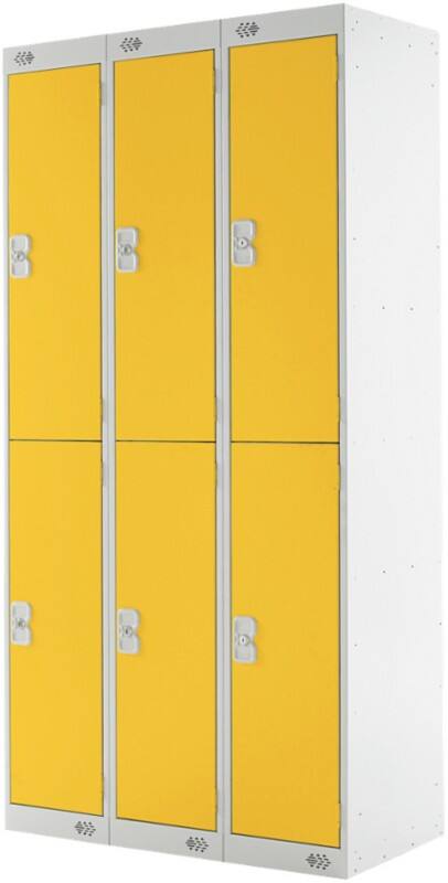 LINK51 Steel Locker 2 Doors 3 nests Key lock 900 x 450 x 1,800 mm Grey, Yellow