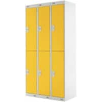 LINK51 Steel Locker 2 Doors 3 nests Key lock 900 x 450 x 1,800 mm Grey, Yellow