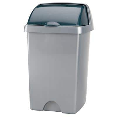 Addis Waste Bin Roll Top Metallic Silver 28 x 31 x 46 cm25 L