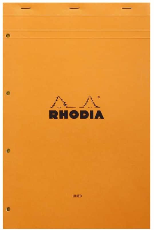 Rhodia Legal Pad 119660C A4 Ruled Stapled Top Bound Cardboard Hardback Yellow Perforated 80 Pages