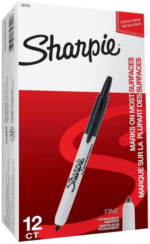 Sharpie S0810840 Permanent Marker  Fine Bullet  -   Black Pack of 12