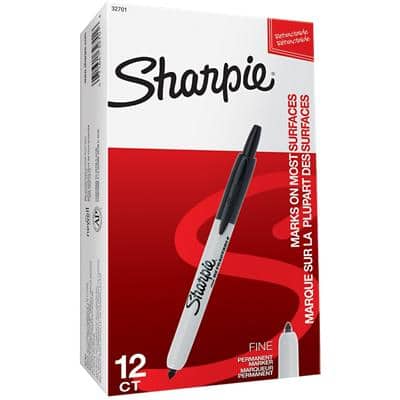 Sharpie S0810840 Permanent Marker Fine Bullet 1.0 mm Black Pack of 12