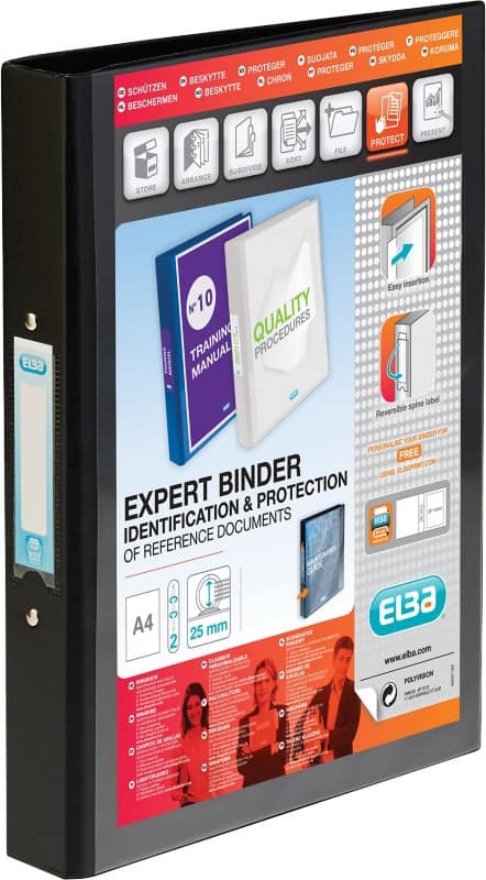 ELBA Vision 25 mm Presentation Binder Cardboard, Plastic A4 2 Rings Black