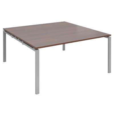 Dams International Square Boardroom Table with Walnut Coloured MFC & Aluminium Top and Silver Frame EBT1616-S-W 1600 x 1600 x 725 mm