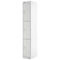 LINK51 Standard Mild Steel Locker with 3 Doors Standard Deadlock Lockable with Key 300 x 450 x 1800 mm Grey