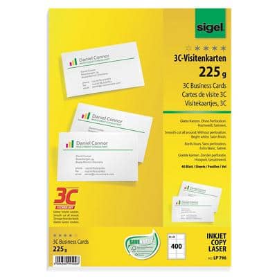 Sigel LP796 Business Cards 85 x 55 mm 225gsm White Pack of 400