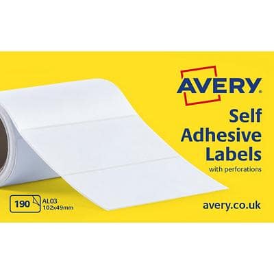 Avery AL03 Address Labels Self Adhesive 102 x 49 mm White 190 Labels