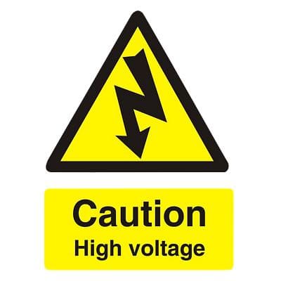 Warning Sign Caution High Voltage PVC 15 x 20 cm