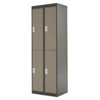LINK51 Standard Mild Steel Locker with 2 Doors Standard Deadlock Lockable with Key 2 300 x 450 x 1800 mm Coffee & Cream